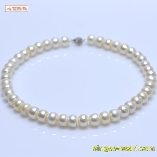 心艺珍珠图片:(11-12mm白色)珍珠项链XL12034-2->点击浏览大图