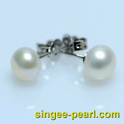 (8-8.5mm白色)珍珠耳钉ED12001-1|心艺珍珠饰品网-珍珠图片