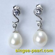 (8-9mm白色)珍珠耳钉ED12050|心艺珍珠饰品网-珍珠图片