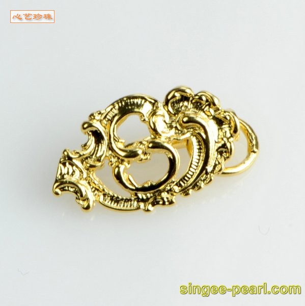 心艺珍珠图片:铜镀黄金英伦款的扣珍珠配件PJ12047