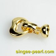 铜镀黄金心形喇叭扣珍珠配件PJ12040|心艺珍珠配件图片