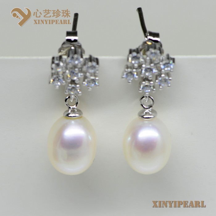 (7-8mm白色)珍珠耳环XY14058-1|心艺珍珠饰品网-珍珠图片