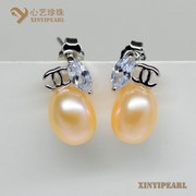 (7-8mm粉色)珍珠耳环XY14044-2|心艺扁圆珍珠图片