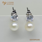 (7-8mm白色)珍珠耳环XY14046-1|心艺扁圆珍珠图片