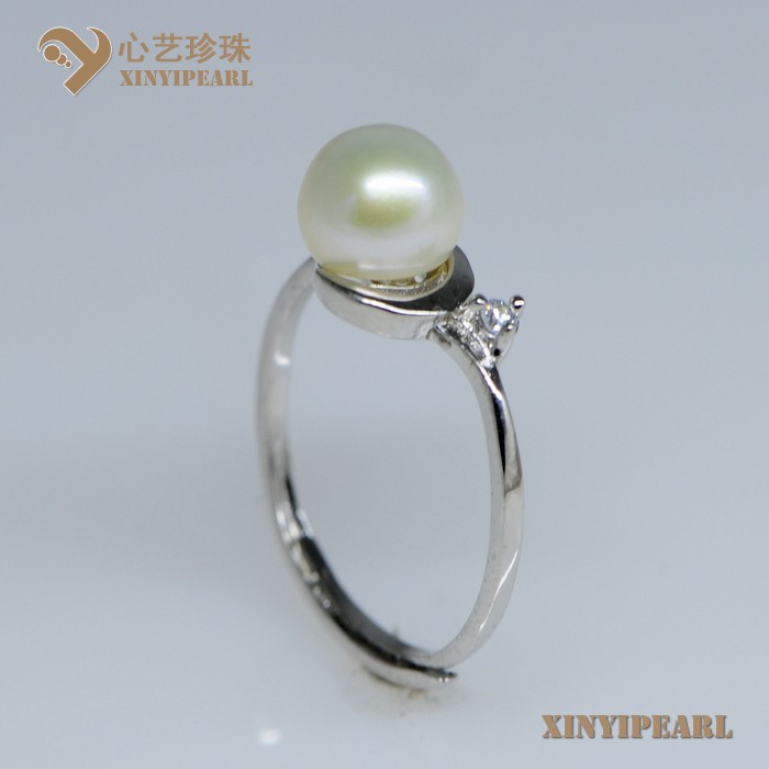 心艺珍珠图片:(6.5-7mm白色)珍珠戒指XY14070