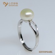 (8-8.5mm白色)珍珠戒指XY14064-1|心艺扁圆珍珠图片