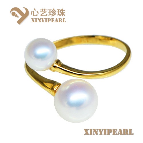 (6-8mm白色)珍珠戒指XY15191__心艺珍珠饰品网-饰品图片