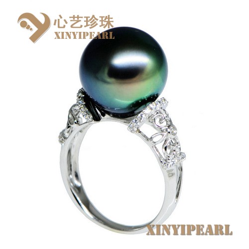 (12.5mm黑色)珍珠戒指XY15227__心艺珍珠饰品网-饰品图片