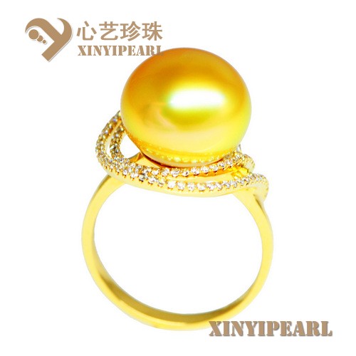 (14mm深金色)珍珠戒指XY15249__心艺珍珠饰品网-饰品图片