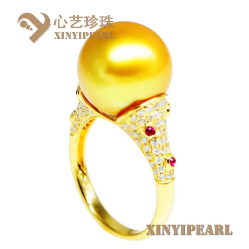 (13mm深金色)珍珠戒指XY15253__心艺珍珠饰品网-饰品图片