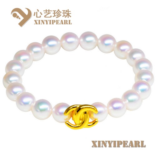 (8-8.5mm白色)珍珠手链XY15261|心艺白色珍珠图片