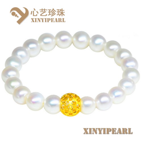 (8-9mm白色)珍珠手链XY15262__心艺珍珠饰品网-饰品图片