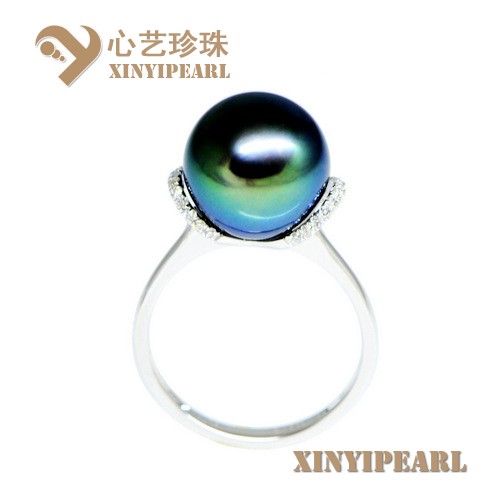 (11.7mm黑色)珍珠戒指XY15276__心艺珍珠饰品网-饰品图片