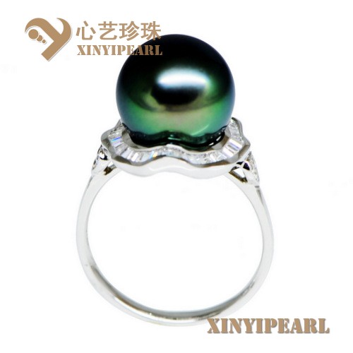 (11.8mm黑色)珍珠戒指XY15277__心艺珍珠饰品网-饰品图片
