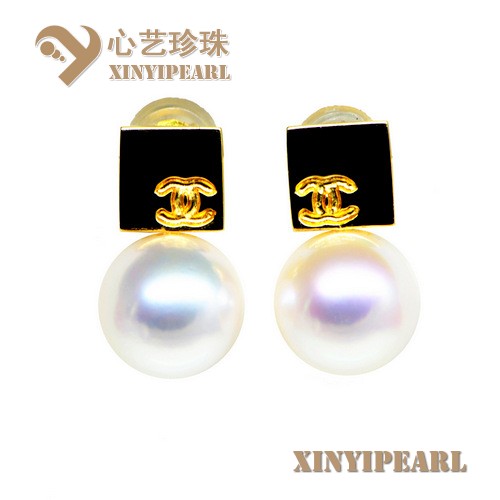 (8-8.5mm白色)珍珠耳钉XY15280__心艺珍珠饰品网-饰品图片