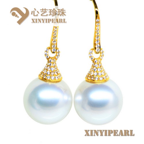 (14.5mm白色)珍珠耳环XY15303__心艺珍珠饰品网-饰品图片