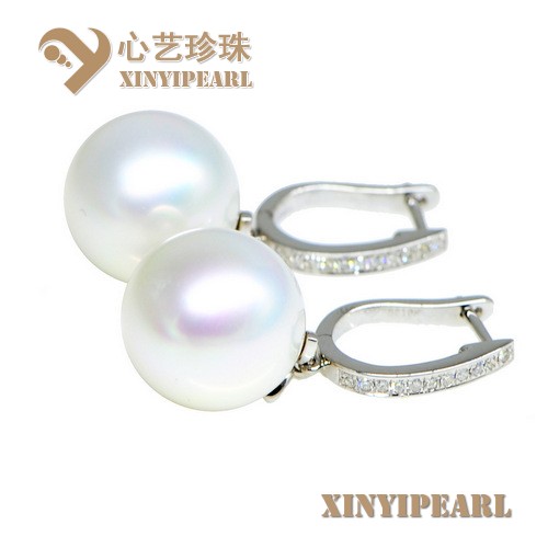 (13.2mm白色)珍珠耳坠XY15304|心艺白色珍珠图片