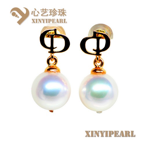 (8-8.5mm白色)珍珠耳钉XY15306__心艺珍珠饰品网-饰品图片