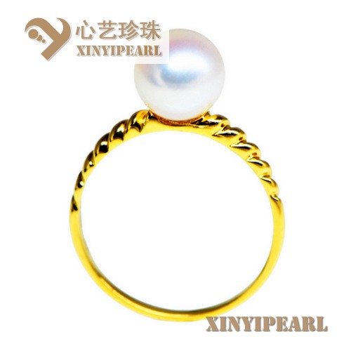 (7.5-8mm白色)珍珠戒指XY15309|心艺白色珍珠图片