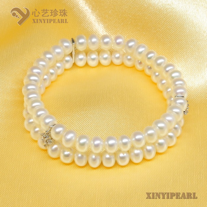 (7-8mm白色)珍珠手链SC12267__心艺珍珠饰品网-饰品图片