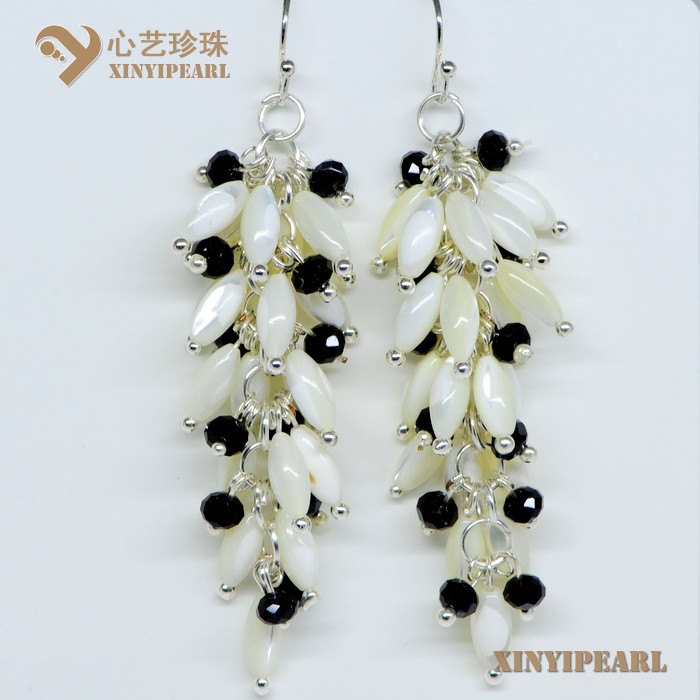 贝珠和水晶葡萄耳环SC13013__心艺珍珠饰品网-饰品图片