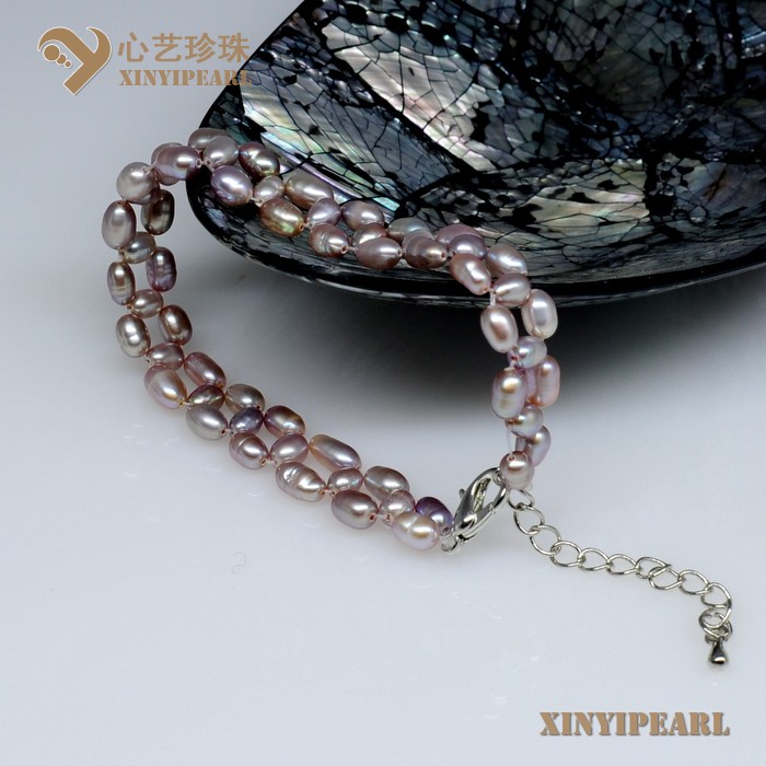 心艺珍珠:(4-5mm 紫色)珍珠手链XY13006-3图片二