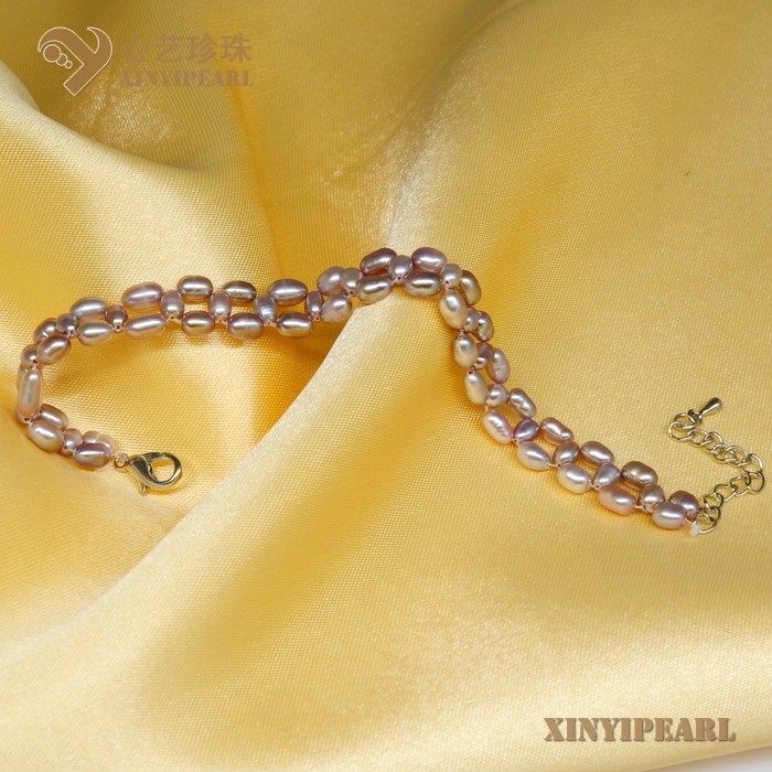心艺珍珠:(4-5mm 紫色)珍珠手链XY13006-3图片三