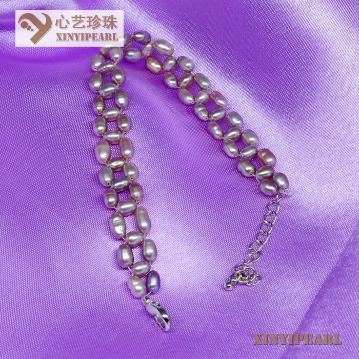 心艺珍珠:(4-5mm 紫色)珍珠手链XY13006-3图片四