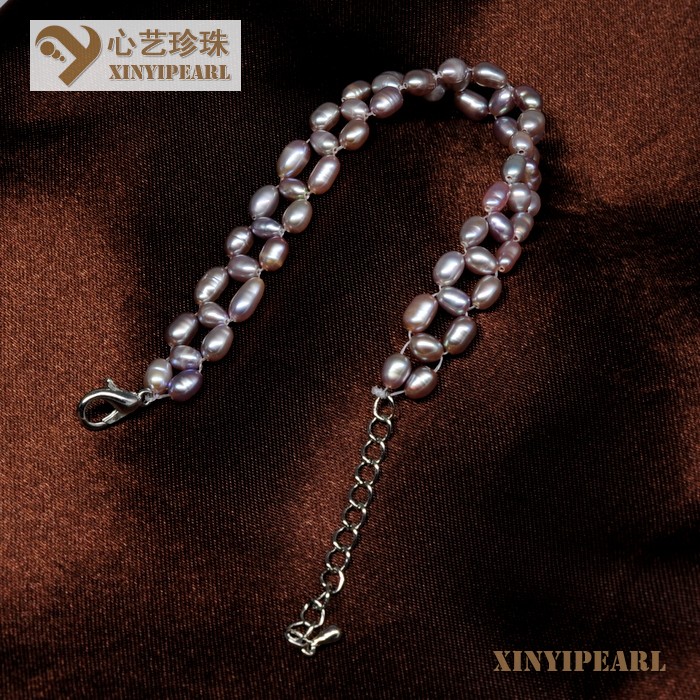 心艺珍珠:(4-5mm 紫色)珍珠手链XY13006-3图片五