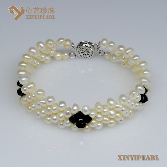 (4-5mm 白色)珍珠手链XY13008__心艺珍珠饰品网-饰品图片