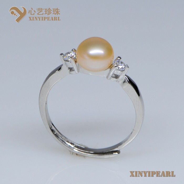 (7-8mm粉色)珍珠戒指XY13014-2|心艺珍珠饰品网-珍珠图片