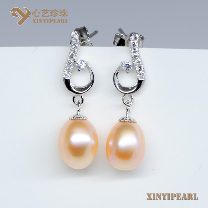 (7-8mm粉色)珍珠耳钉XY13057-2|心艺珍珠饰品网-珍珠图片